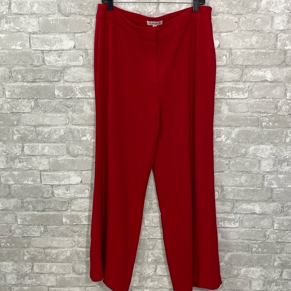Nanette Lepore Red Crepe Wide Leg Pant - Picture 2 of 7